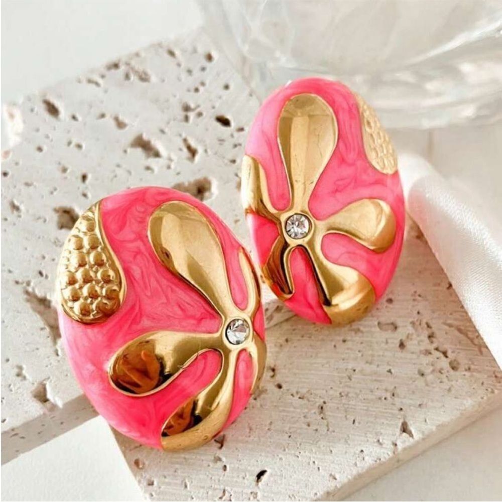 Pink and Gold Earrings N1087